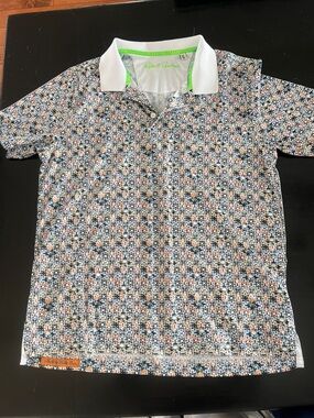 Robert Graham Men's Short Sleeve Floral Print Polo - White, Navy, Orange